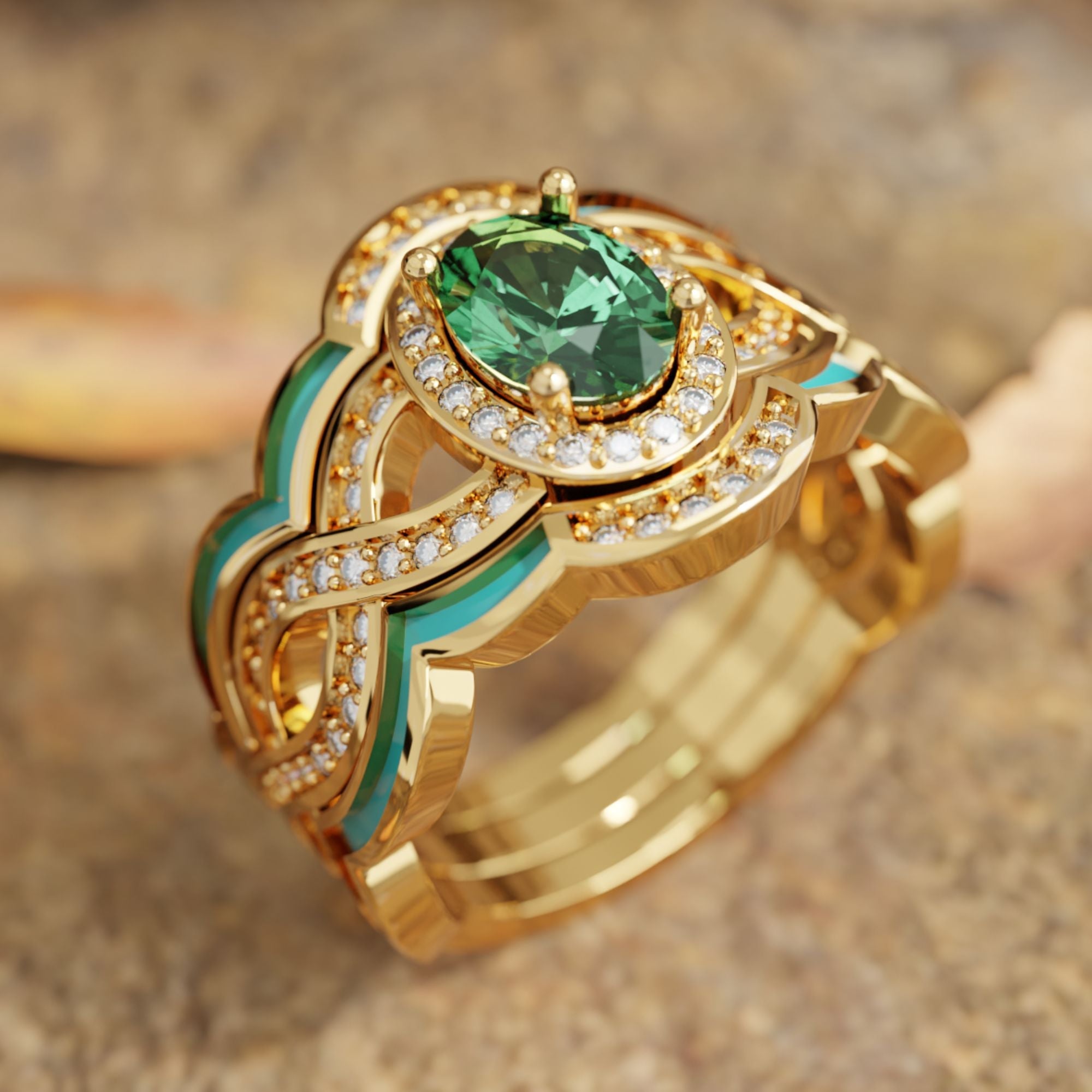 Sunset Canyons Ring - Emerald - Serene Western