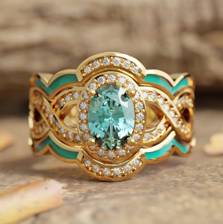 Sunset Canyons Ring - Gold & Aquamarine - Serene Western