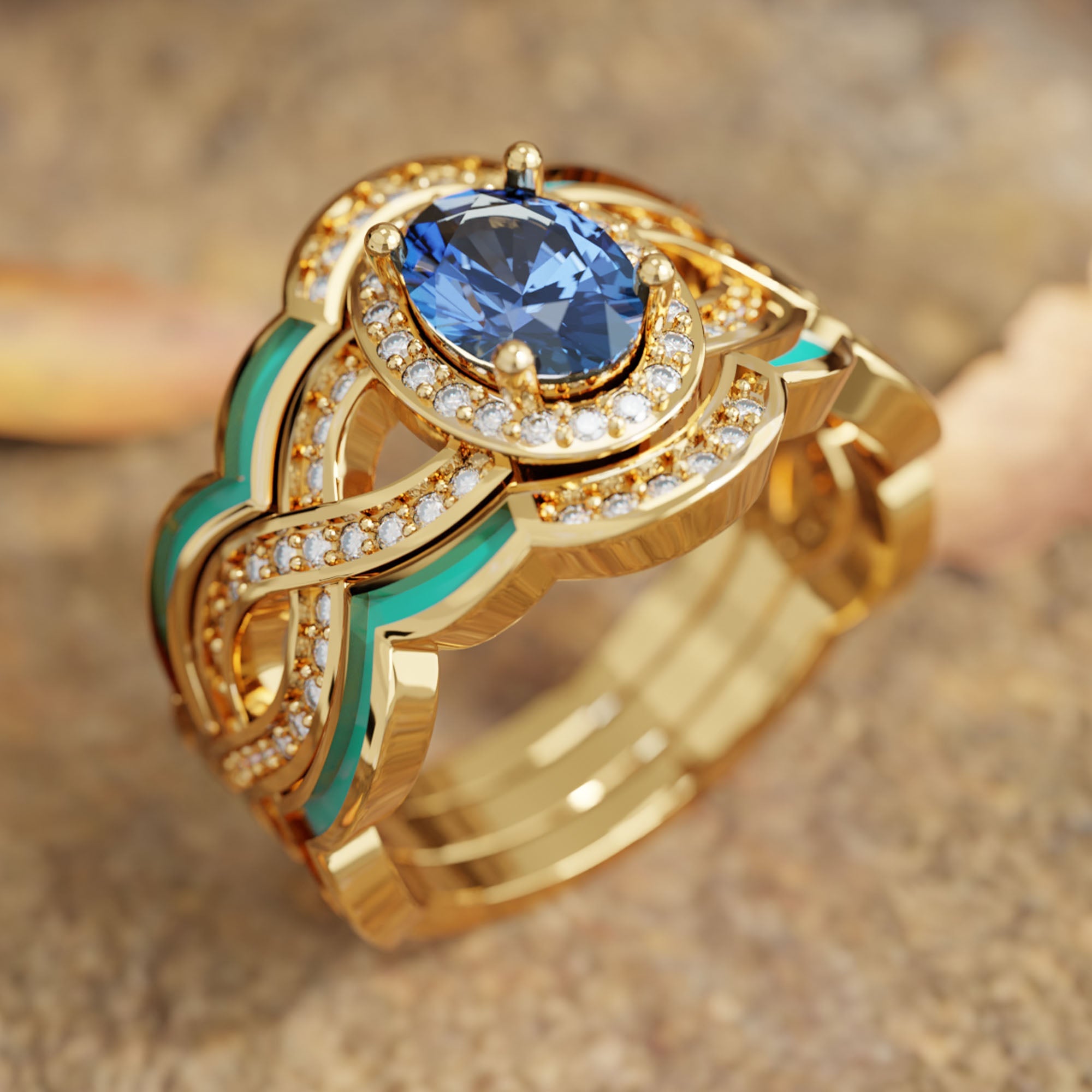 Sunset Canyons Ring - Sapphire - Serene Western