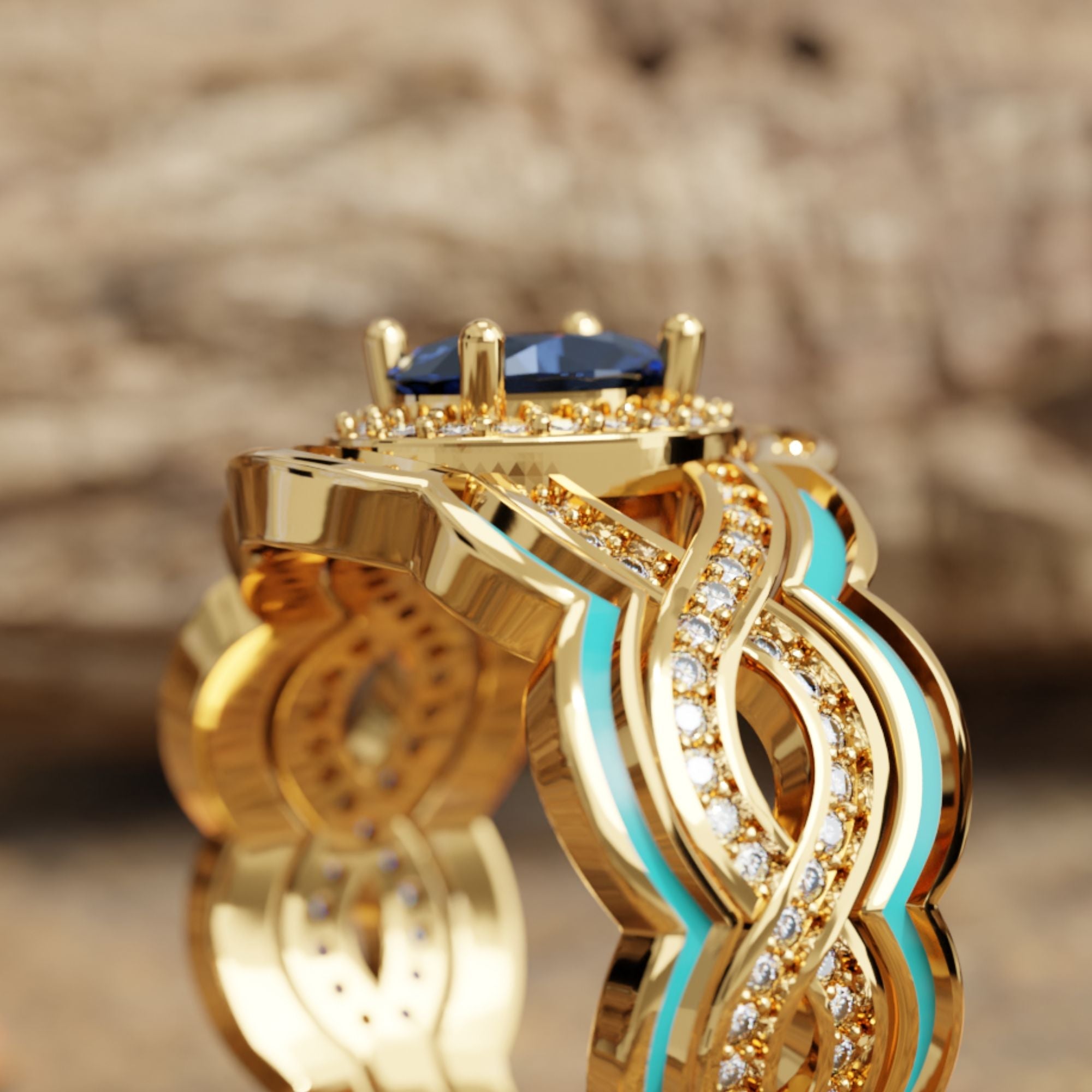 Sunset Canyons Ring - Sapphire - Serene Western