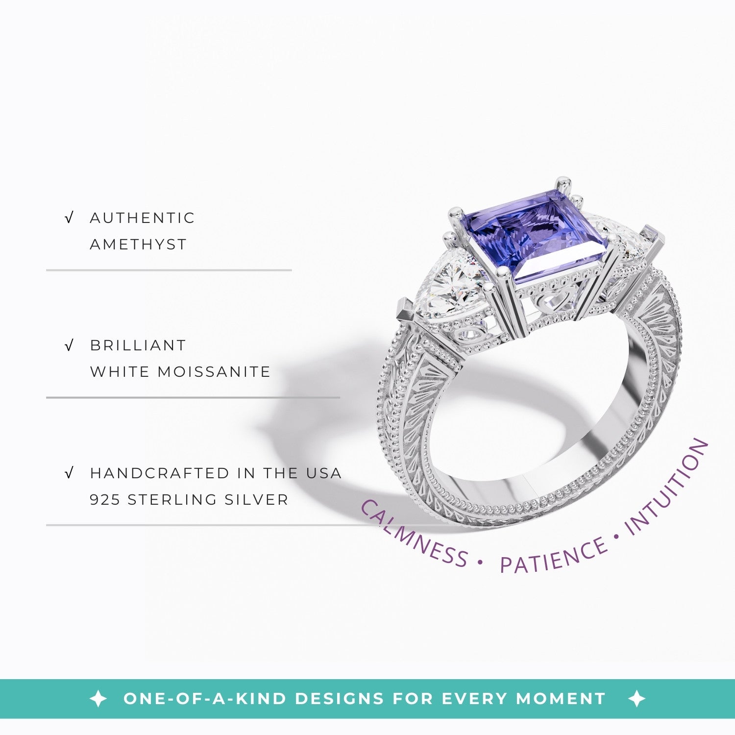 Tidal Embrace Ring - Amethyst - Serene Western