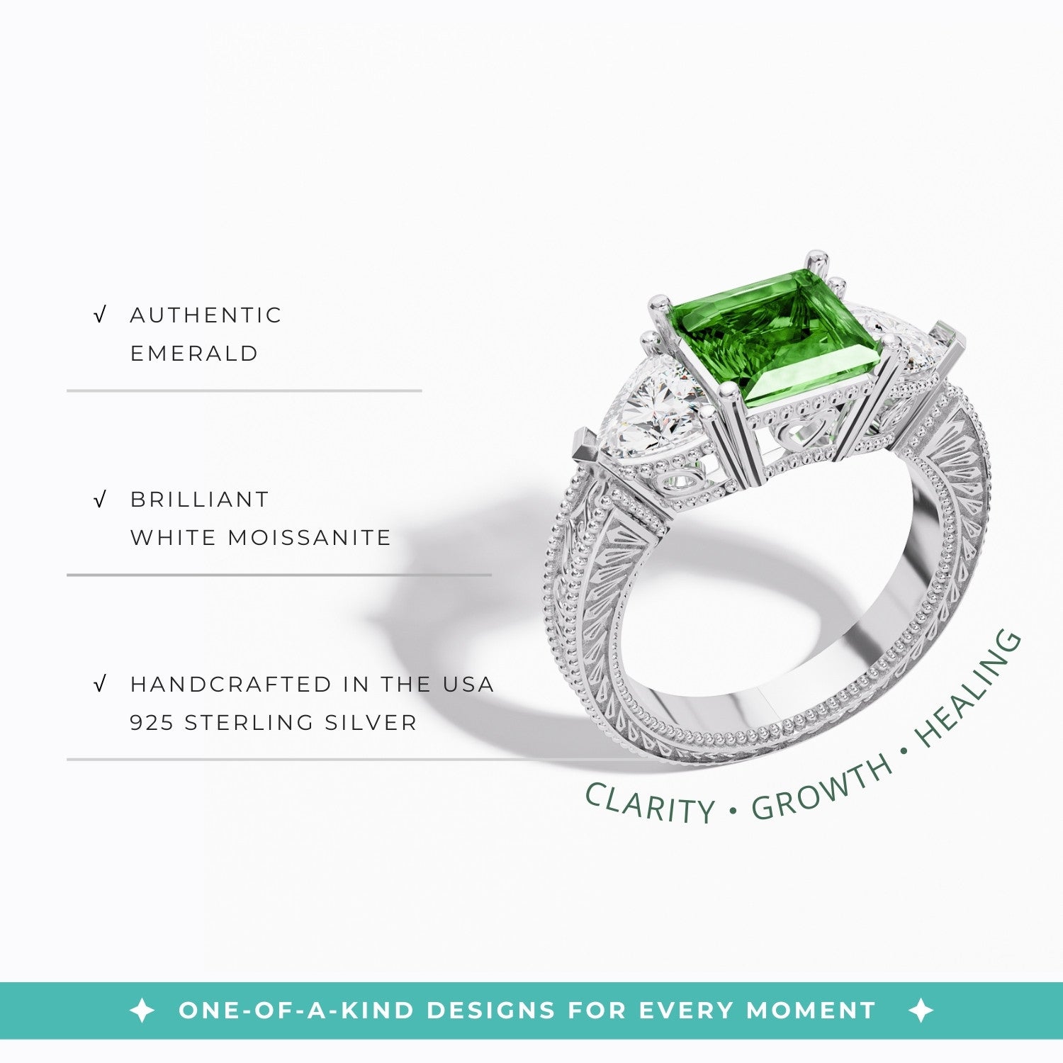 Tidal Embrace Ring - Emerald - Serene Western