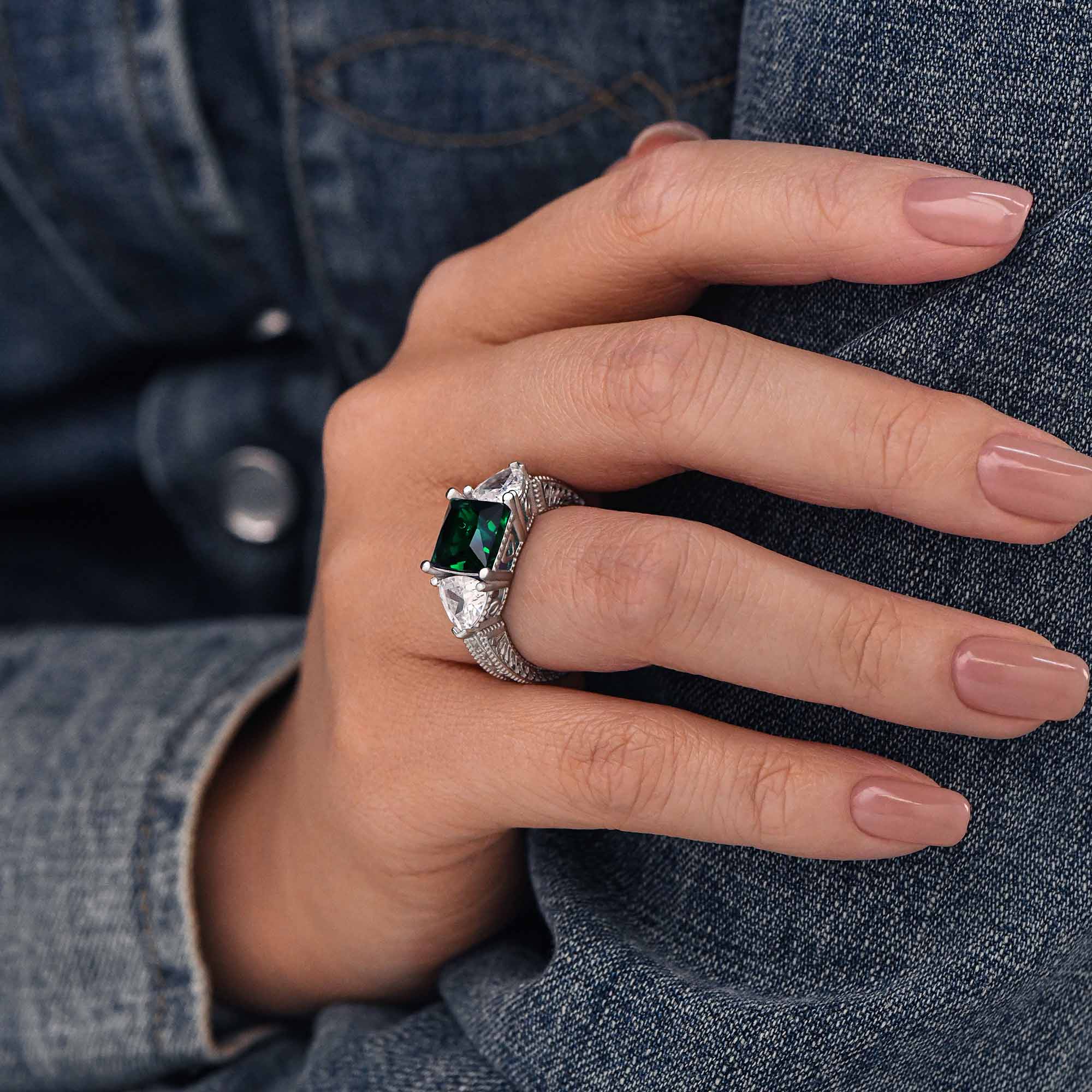 Tidal Embrace Ring - Emerald - Serene Western