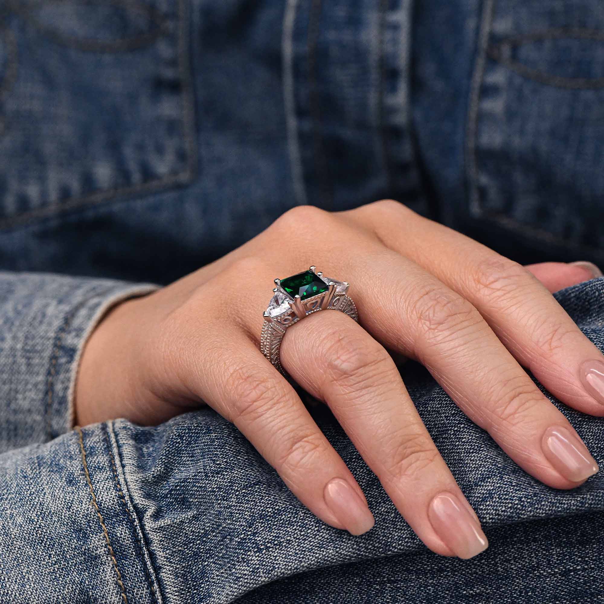 Tidal Embrace Ring - Emerald - Serene Western