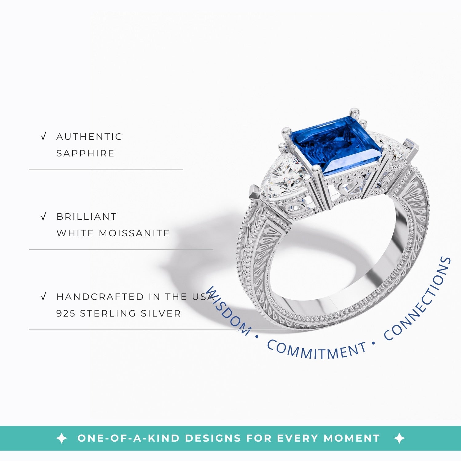 Tidal Embrace Ring - Sapphire - Serene Western