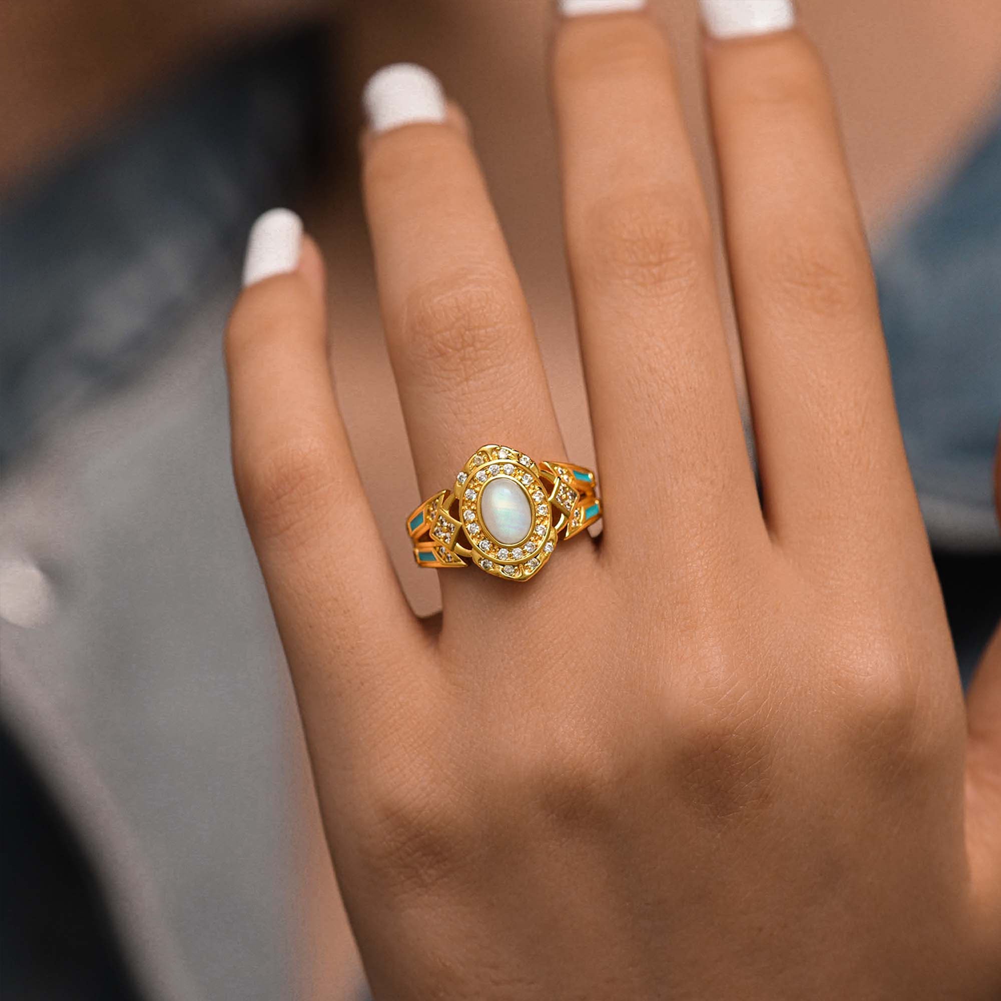 Warrior's Glory Ring - Moonstone - Serene Western