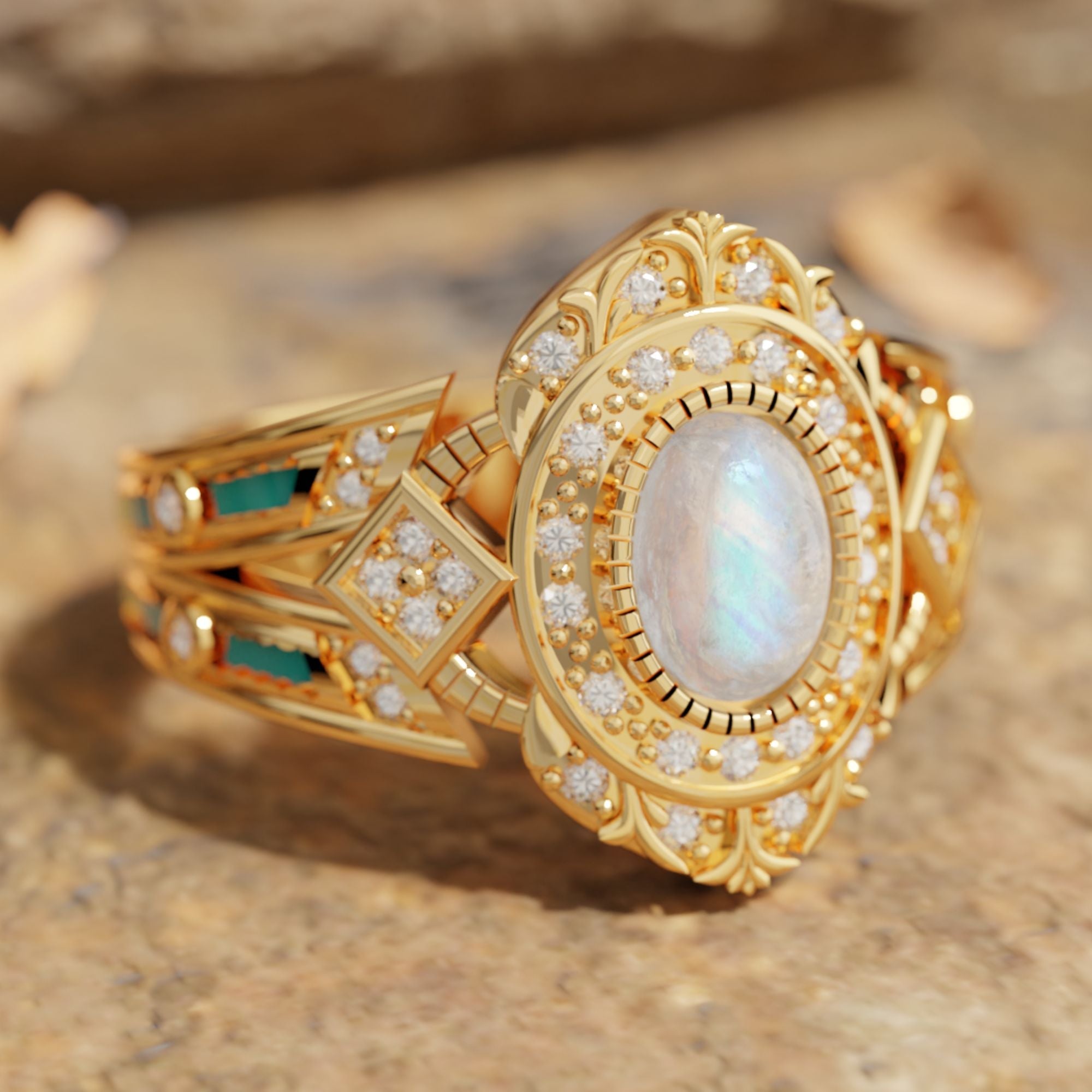 Warrior's Glory Ring - Moonstone - Serene Western