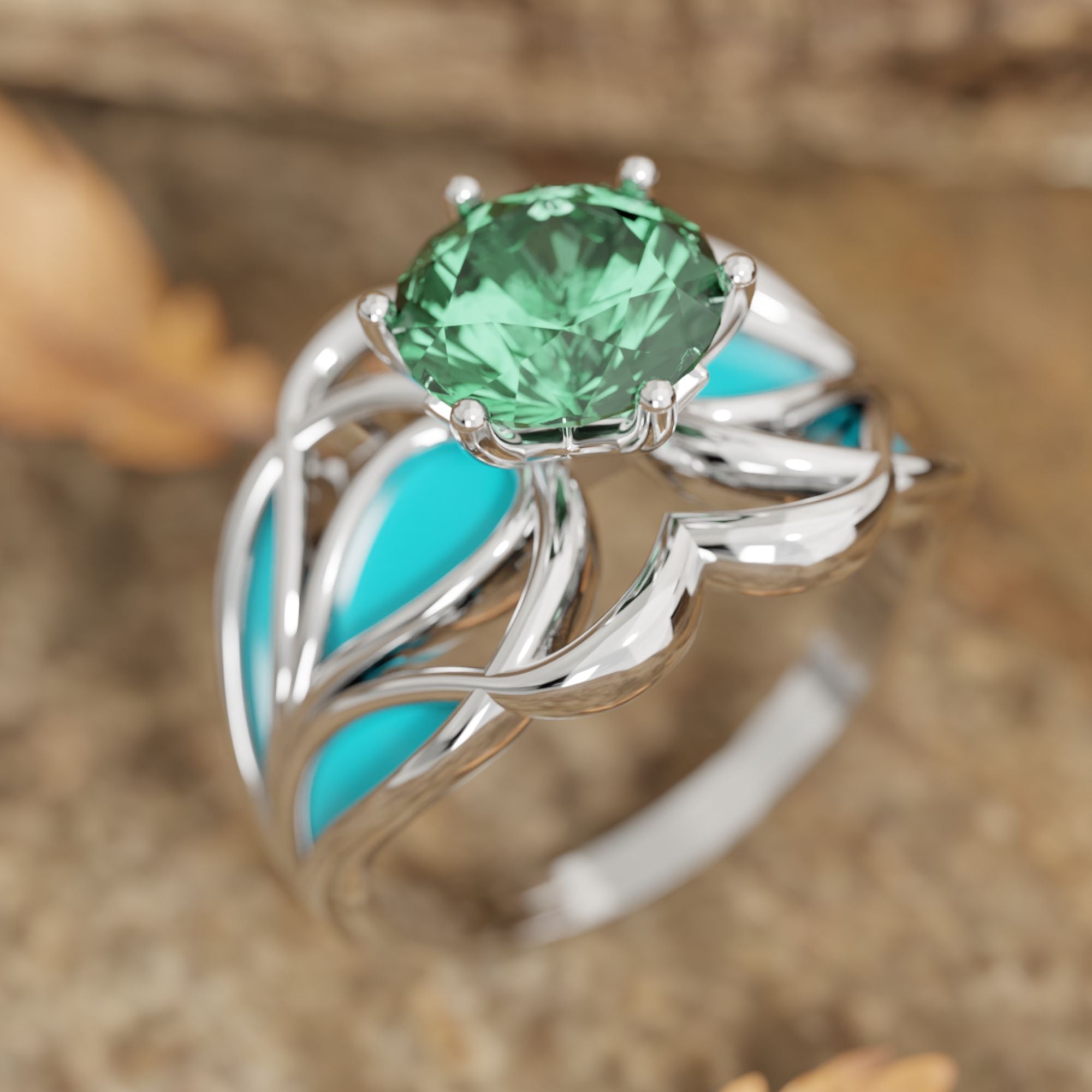 Wild Surges Ring - Emerald - Serene Western