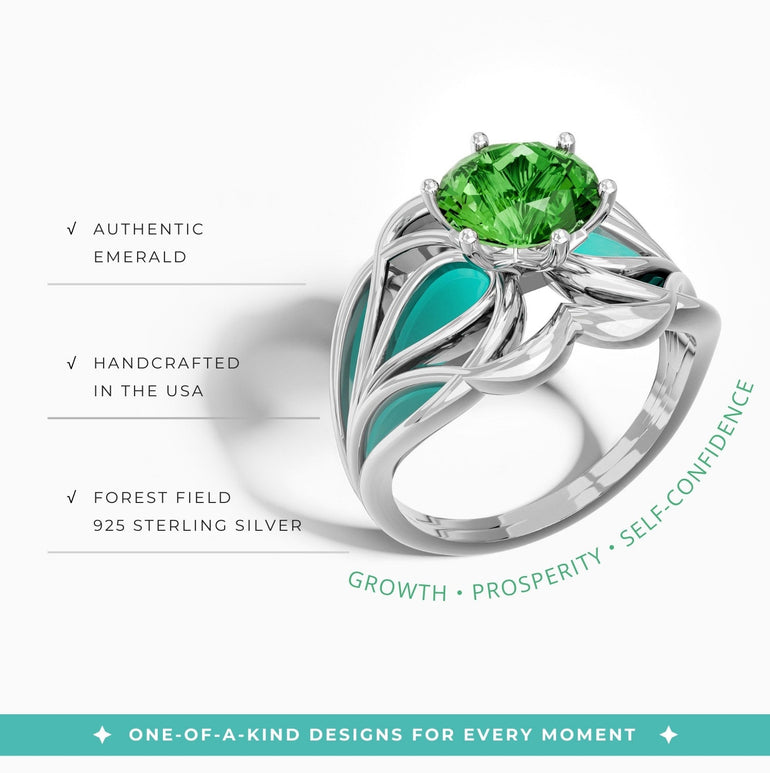 Wild Surges Ring - Emerald - Serene Western