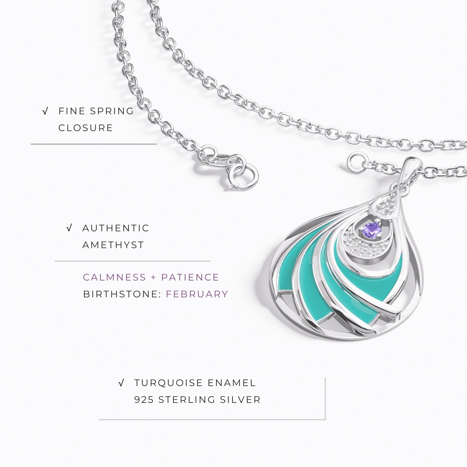 Zephyr Teardrop Necklace - Amethyst - Serene Western