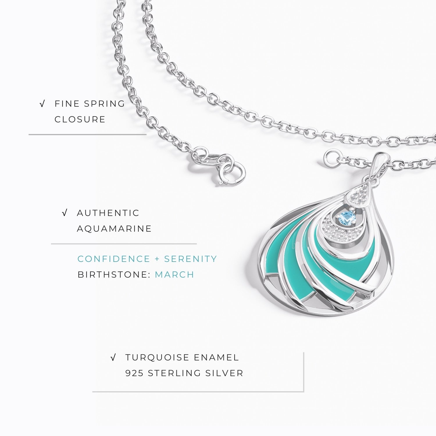 Zephyr Teardrop Necklace - Aquamarine - Serene Western