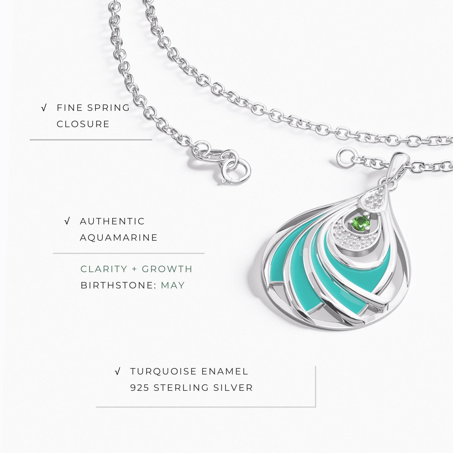 Zephyr Teardrop Necklace - Emerald - Serene Western