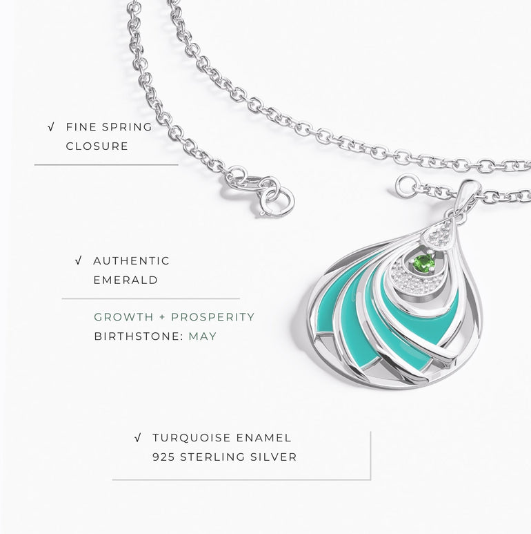 Zephyr Teardrop Necklace - Emerald - Serene Western