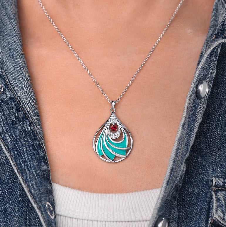 Zephyr Teardrop Necklace - Ruby - Serene Western