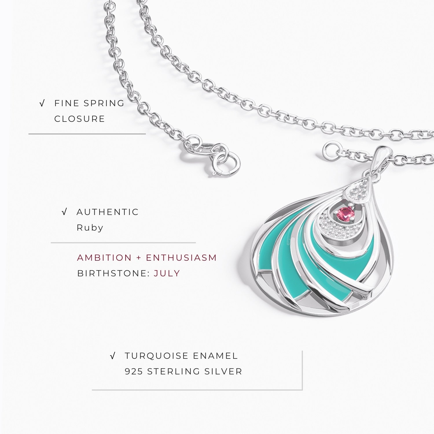 Zephyr Teardrop Necklace - Ruby - Serene Western